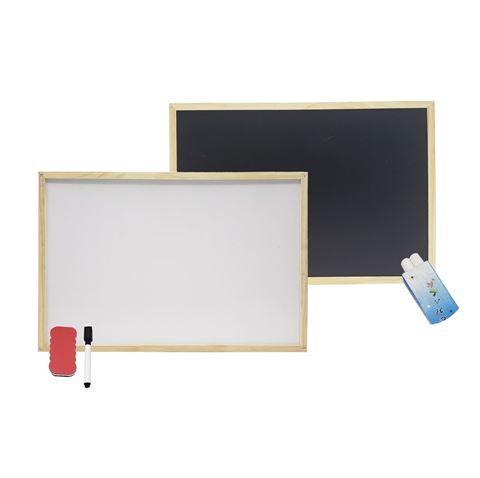 Imagen de Pizarrón doble  negro blanco con tiza  + borrador  50x35cm