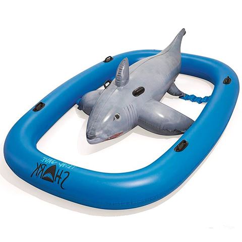 Imagen de Inflable gigante diseño Tiburón con efecto de olas piscina