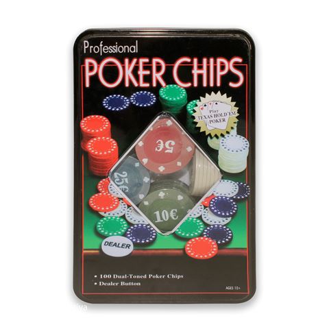 Imagen de Poker en caja de metal x 100 fichas