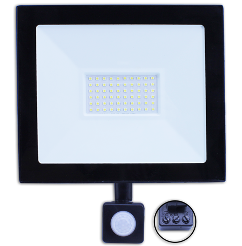 Imagen de Foco led mini  luz fría  con sensor de movimiento y luz IP66 30W