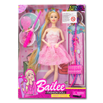 Imagen de Muñeca pelo largo con accesorios en caja visora 23 x 32 cm -