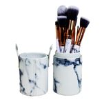 Imagen de Estuche símil cuero con set de 10 pinceles para maquillaje