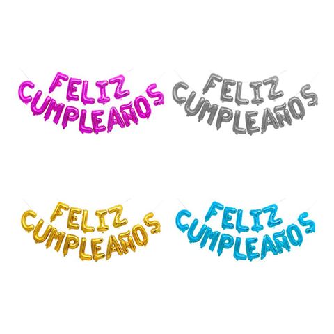 Imagen de Globos metalizados cartel feliz cumpleaños decoración fiestas
