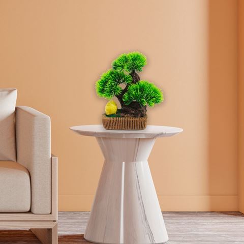 Imagen de Adorno maceta rústica con bonsai de pino