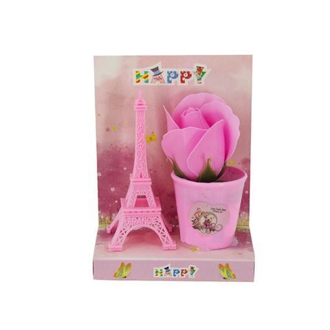 Imagen de Adorno torre Eiffel  con maceta de rosa