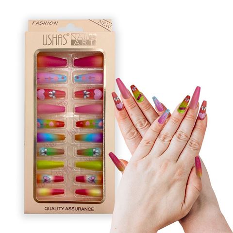 Imagen de Uñas postizas multicolor 24 unidades  Ushas