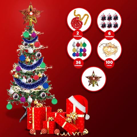 Imagen de Arbol Navidad 90cm Completo + Decoración Completa + Luces