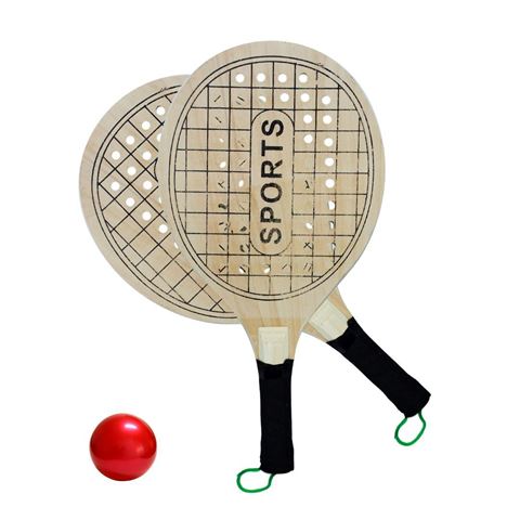 Imagen de Juego paletas de playa en madera + pelota set playa juguete