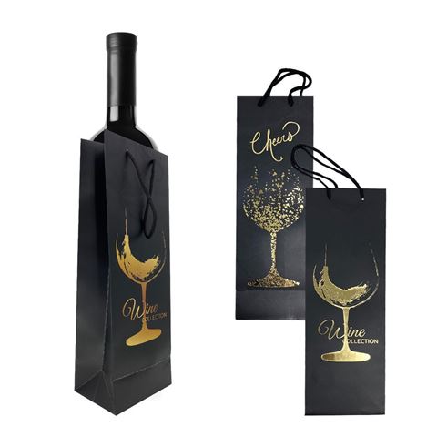 Imagen de Bolsa de regalo para botella-negra con dorado