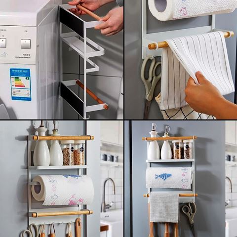 Imagen de Estante organizador magnético de cocina para heladera