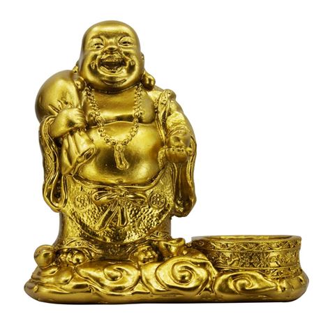 Imagen de Adorno Buddha dorado Sonriente con candelabro