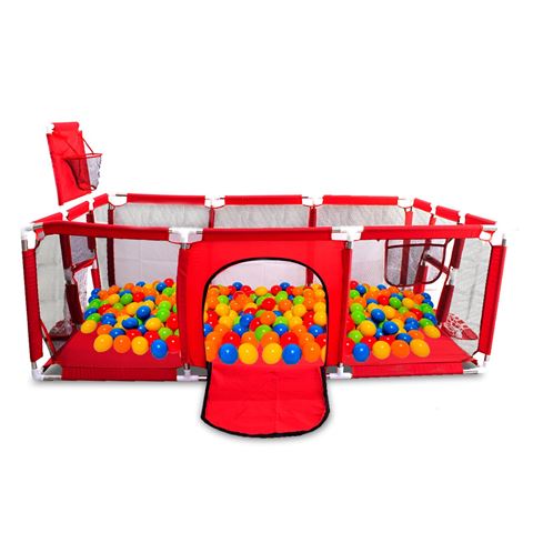 Imagen de Corral  corralito pelotero infantil con arco de fútlbol y tablero de basketball puerta