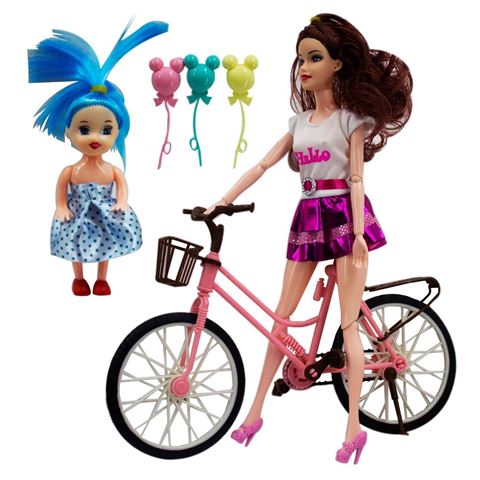 Imagen de Muñeca con bicicleta y bebé