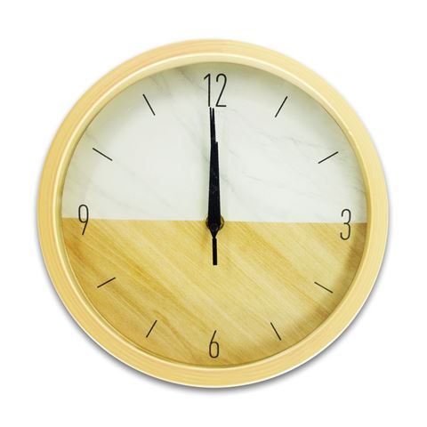 Imagen de Reloj de pared aro y fondo color madera 25cm
