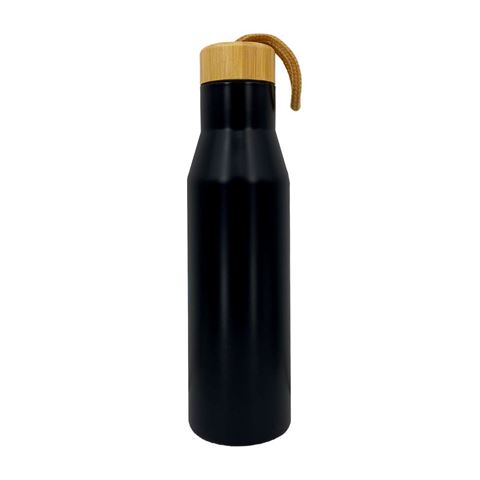 Imagen de Botella de  acero inoxidable con tapa de bamboo  500 ml
