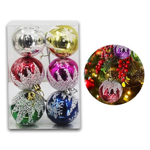 Imagen de Bola esfera decorada navidad 6 unidades