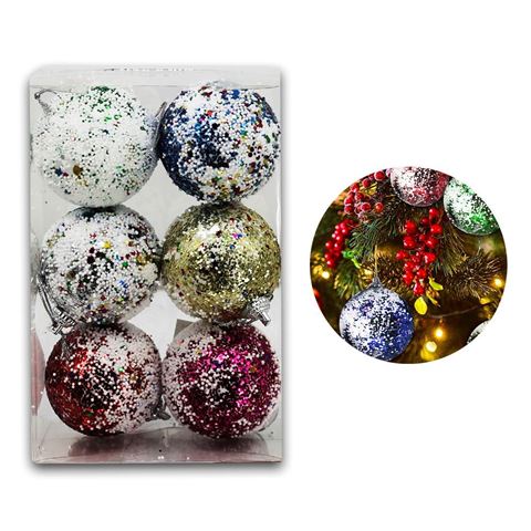 Imagen de Bola esfera decorada navidad 6 unidades
