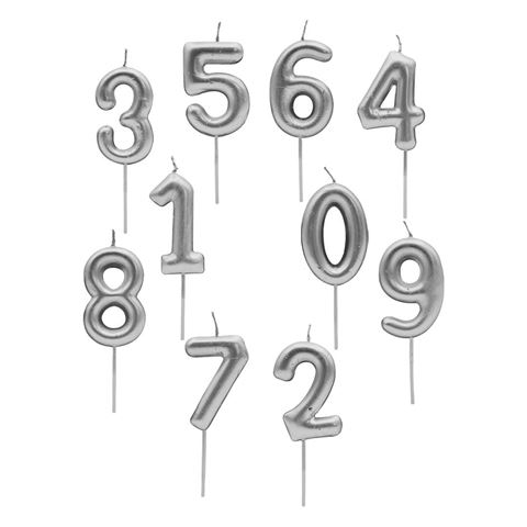 Imagen de Velas números plateada del 0 al 9