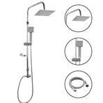 Imagen de Barra para ducha completa con duchero cuadrado, teléfono y jabonera