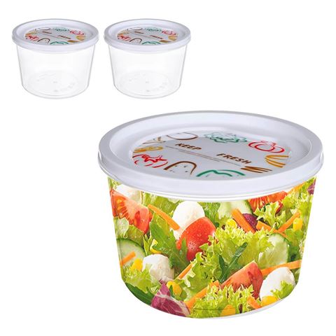 Imagen de Recipiente contenedor plástico redondo con tapa 1100ml - 3 unidades