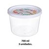 Imagen de Recipiente Contenedor Plástico Redondo Con Tapa 700ml - 3 Unidades