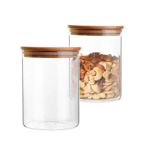 Imagen de Frasco de vidrio con tapa hermética de madera 900 ml