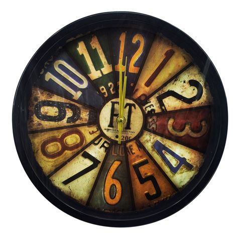Imagen de Reloj de pared redondo diseño fraccionado en colores 30cm