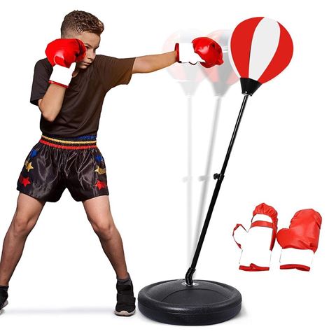 Imagen de Pelota de boxeo con base y guantes