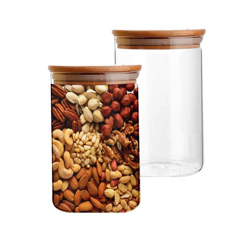 Imagen de Frasco de vidrio con tapa hermética de madera 300 ml