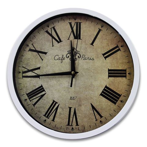 Imagen de Reloj de pared redondo vintage números romanos 29cm
