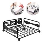 Imagen de Servilletero metal negro con apreta papel cuadrado