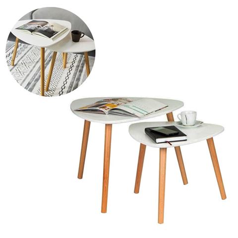 Imagen de Set de Mesas ratona mesas auxiliares triangulares living patas en madera 2 unidades