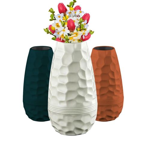 Imagen de Florero ceramica color labrado bombé