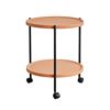 Imagen de Mesa ratona Mesa auxiliar redonda con ruedas 2 estantes