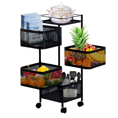 Imagen de Organizador De Cocina Giratorio cuadrado Con Ruedas 4 Estantes
