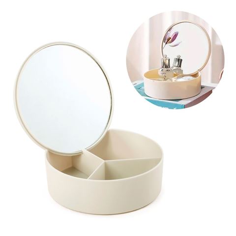 Imagen de Organizador redondo  para maquillajes con espejo
