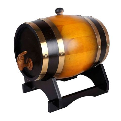 Imagen de Barril dispensador de madera con soporte y canilla 3 Litros