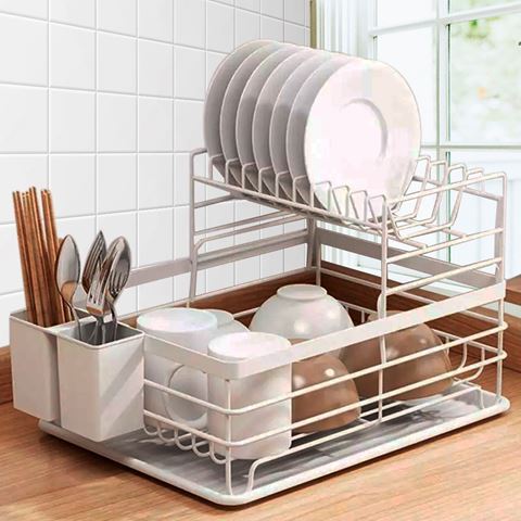 Imagen de Escurreplatos y cubiertos de metal 2 pisos