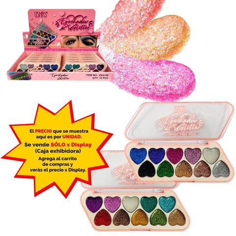 Imagen de Sombra de ojos con glitter 10 tonos Ushas