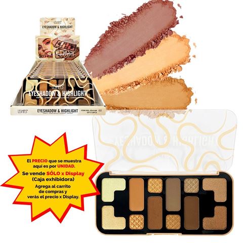 Imagen de Petaca Ushas sombras + iluminador- 12 tonos-