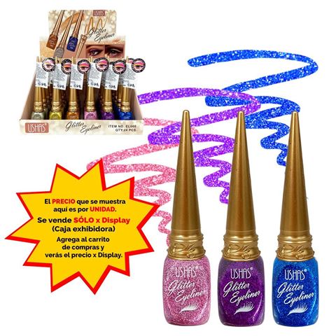 Imagen de Delineador líquido para ojos con glitter color Ushas