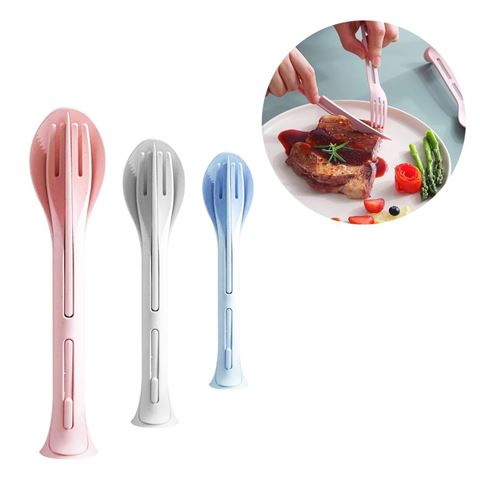 Imagen de Kit cubiertos ecologicos-tenedor-cuchara-cuchillo-4 colores