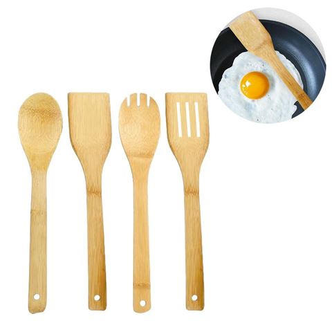 Imagen de Set utensillos de cocina de bambú 4 piezas