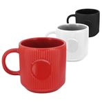 Imagen de Taza ceramica blanca-textura rayas verticales