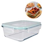 Imagen de Recipiente de vidrio rectangular con tapa hermética color 700 ml