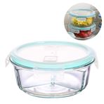 Imagen de Recipiente de vidrio redondo con tapa hermética color 600 ml