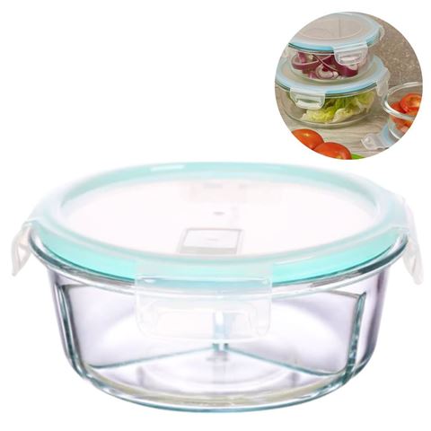 Imagen de Recipiente de vidrio redondo con tapa hermética color 1000 ml