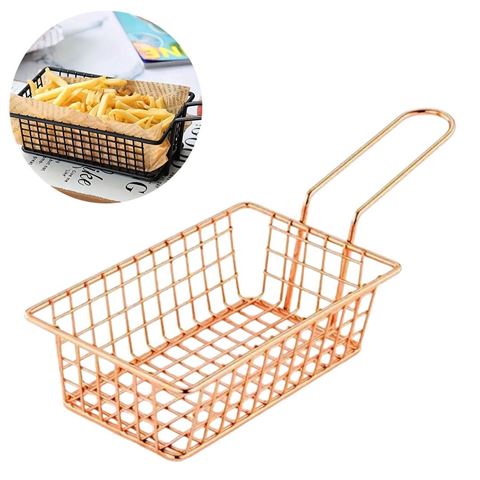 Imagen de Canasto metal rectangular con asa para mesa-