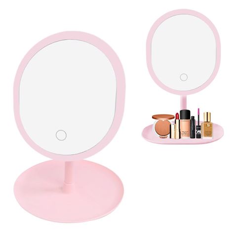 Imagen de Espejo led de mesa ovalado con pie USB