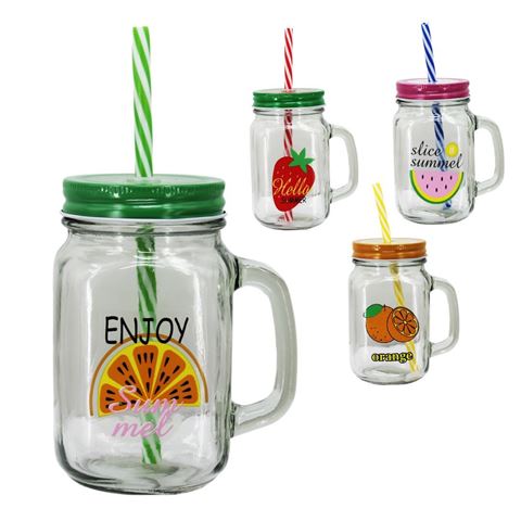 Imagen de Jarro de vidrio C/U con tapa y sorbito-cuadrado-7X13cm-4 col